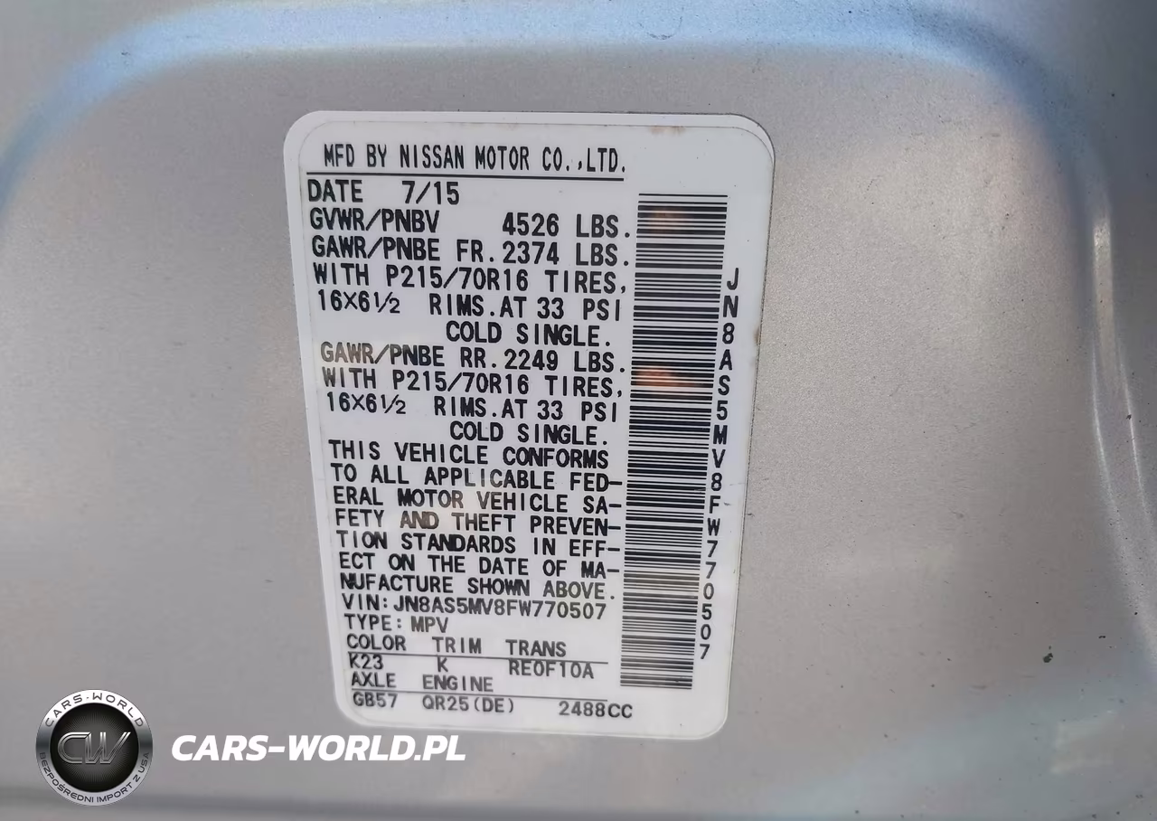 2015 Nissan Rogue Select S VIN:JN8AS5MV8FW770507 - 9
