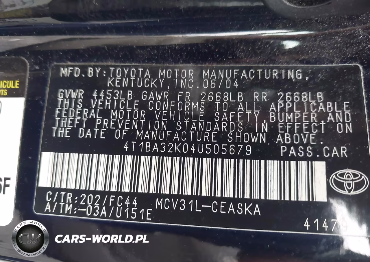 2004 Toyota Camry Se V6 VIN:4T1BA32K04U505679 - 9