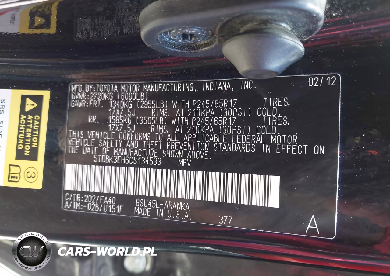 2012 Toyota Highlander Base V6 VIN:5TDBK3EH6CS134533 - 9