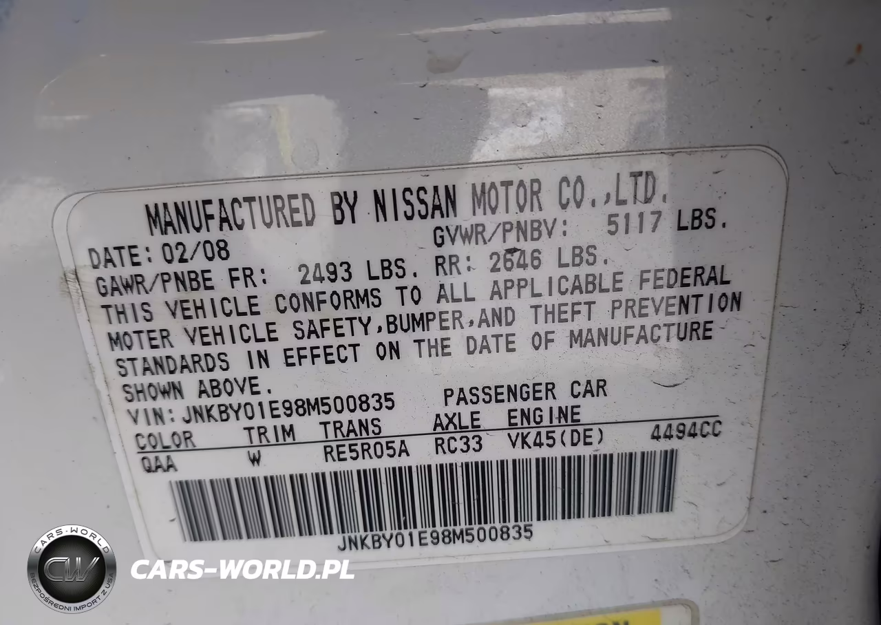 2008 Infiniti M45 VIN:JNKBY01E98M500835 - 9