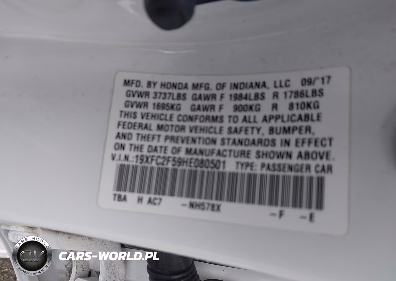 2017 Honda Civic Lx VIN:19XFC2F59HE080501 - 9