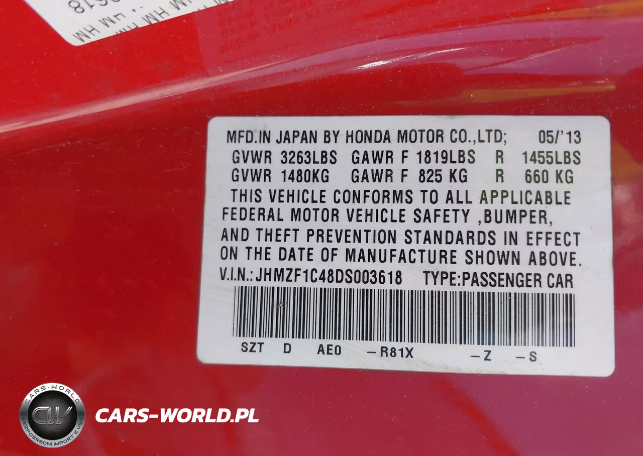 2013 Honda Cr-Z VIN:JHMZF1C48DS003618 - 9