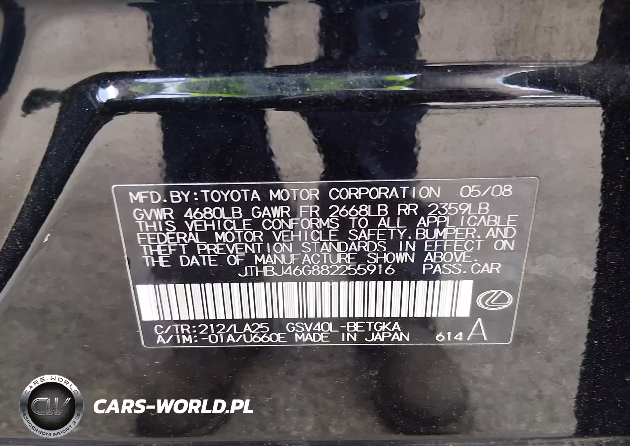 2008 Lexus Es 350 VIN:JTHBJ46G882255916 - 9