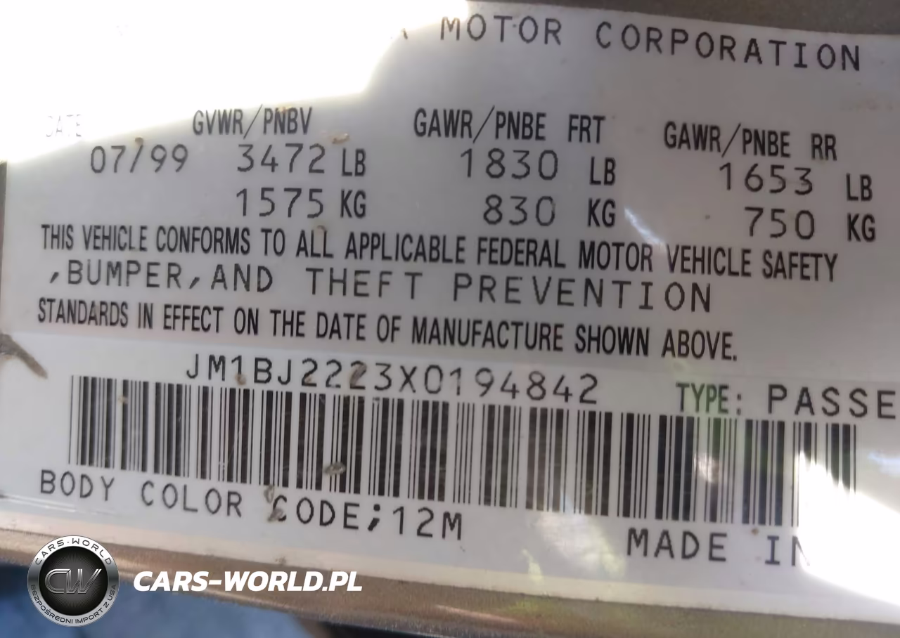 1999 Mazda Protege Dx-Lx VIN:JM1BJ2223X0194842 - 9
