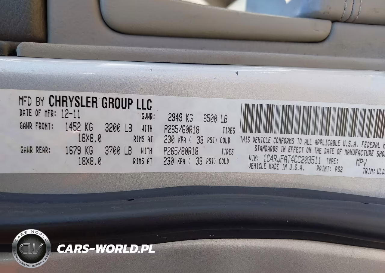 2012 Jeep Grand Cherokee Laredo VIN:1C4RJFAT4CC203511 - 9