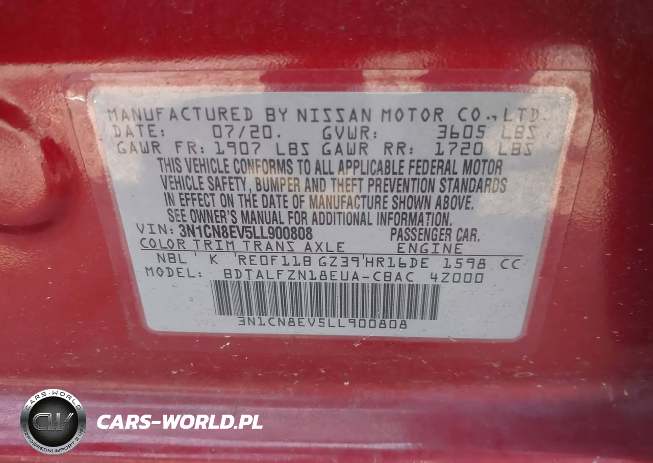 2020 Nissan Versa Sv Xtronic Cvt VIN:3N1CN8EV5LL900808 - 9