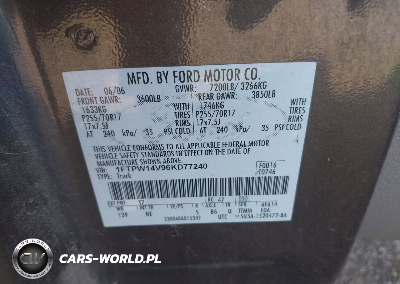 2006 Ford F-150 Fx4-Lariat-Xlt VIN:1FTPW14V96KD77240 - 9
