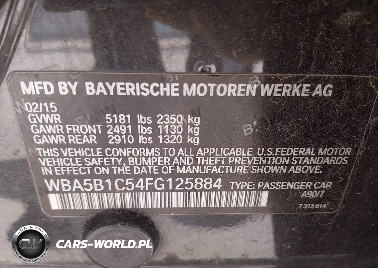 2015 BMW 535I VIN:WBA5B1C54FG125884 - 9