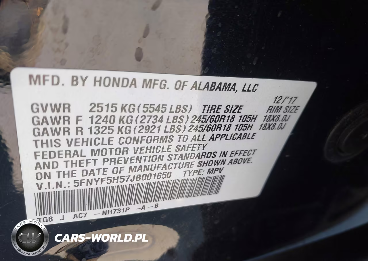 2018 Honda Pilot Ex-L VIN:5FNYF5H57JB001650 - 9