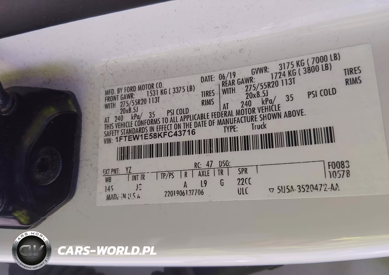 2019 Ford F-150 Xl VIN:1FTEW1E58KFC43716 - 9
