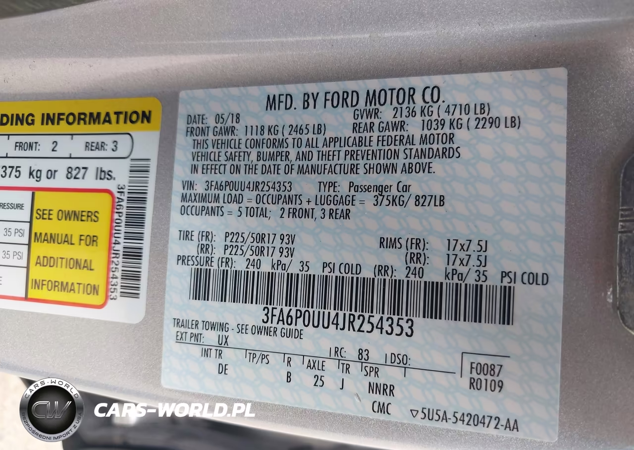 2018 Ford Fusion Hybrid S VIN:3FA6P0UU4JR254353 - 9