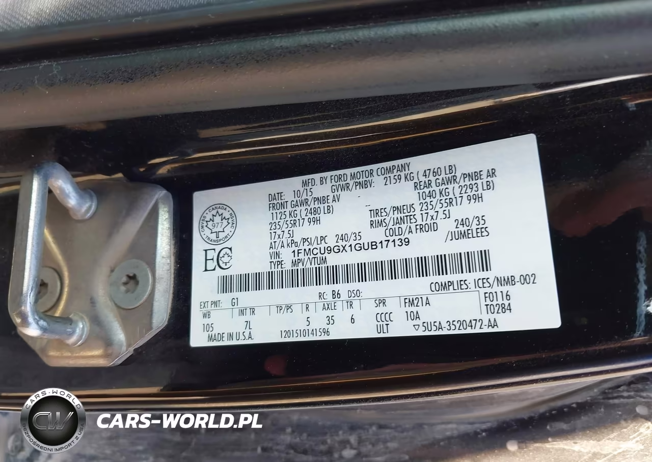 2016 Ford Escape Se VIN:1FMCU9GX1GUB17139 - 9