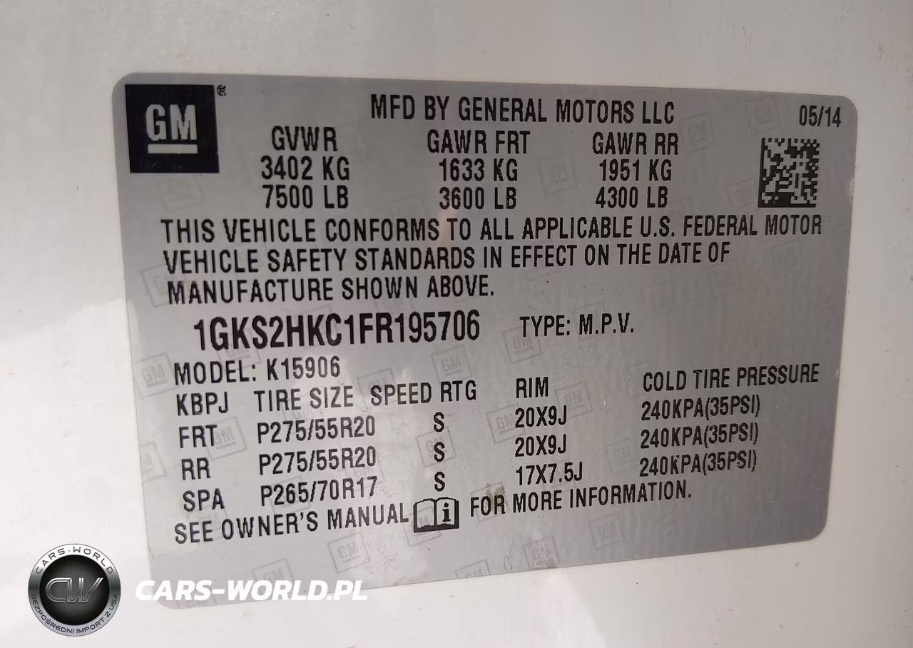 2015 GMC Yukon Xl 1500 Slt VIN:1GKS2HKC1FR195706 - 9