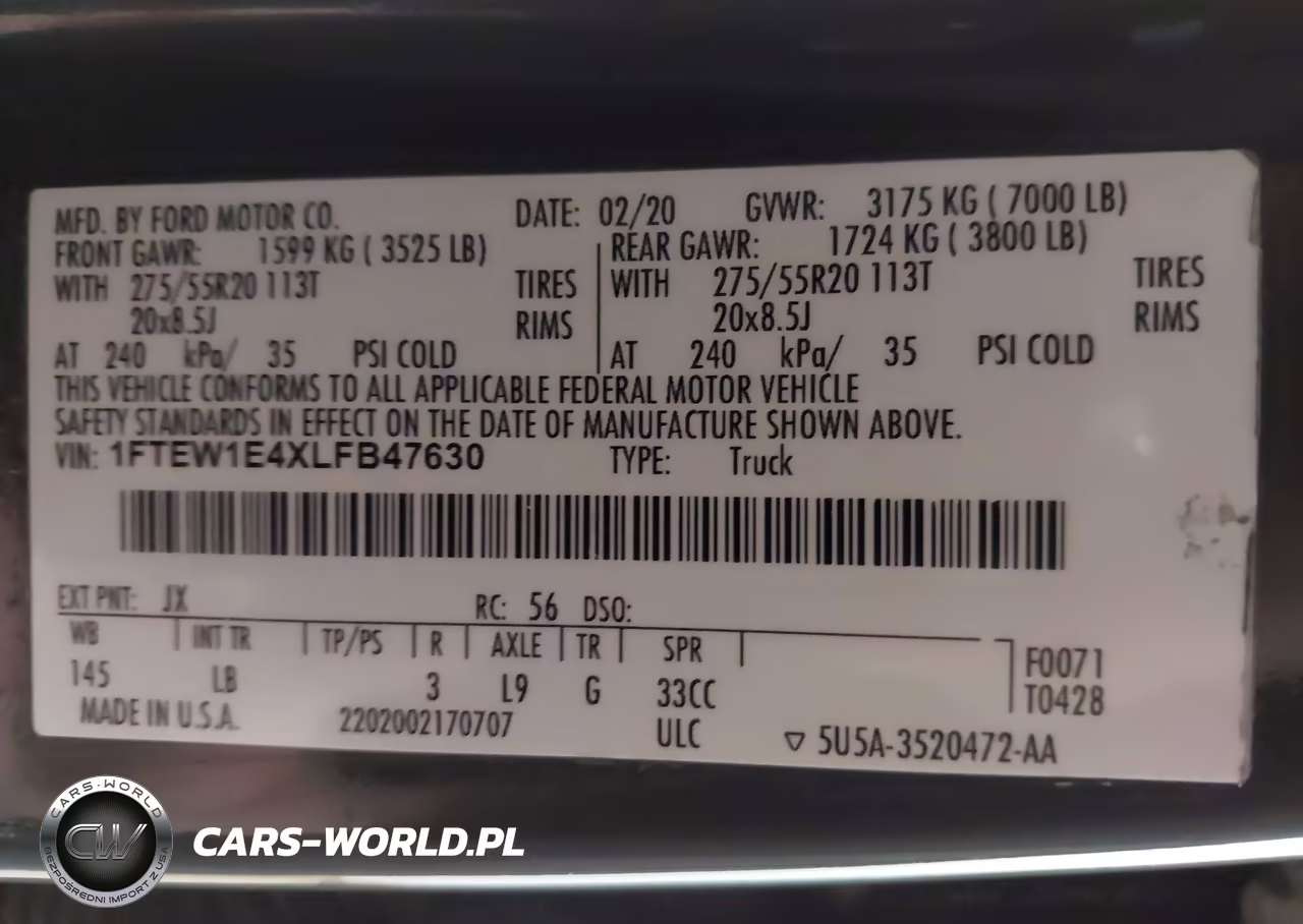2020 Ford F-150 Lariat VIN:1FTEW1E4XLFB47630 - 9