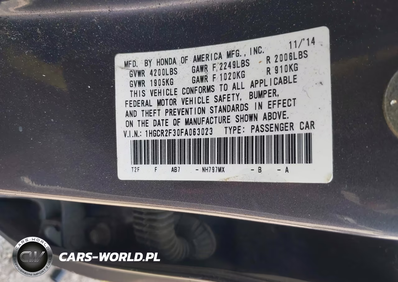 2015 Honda Accord Lx VIN:1HGCR2F30FA063023 - 9