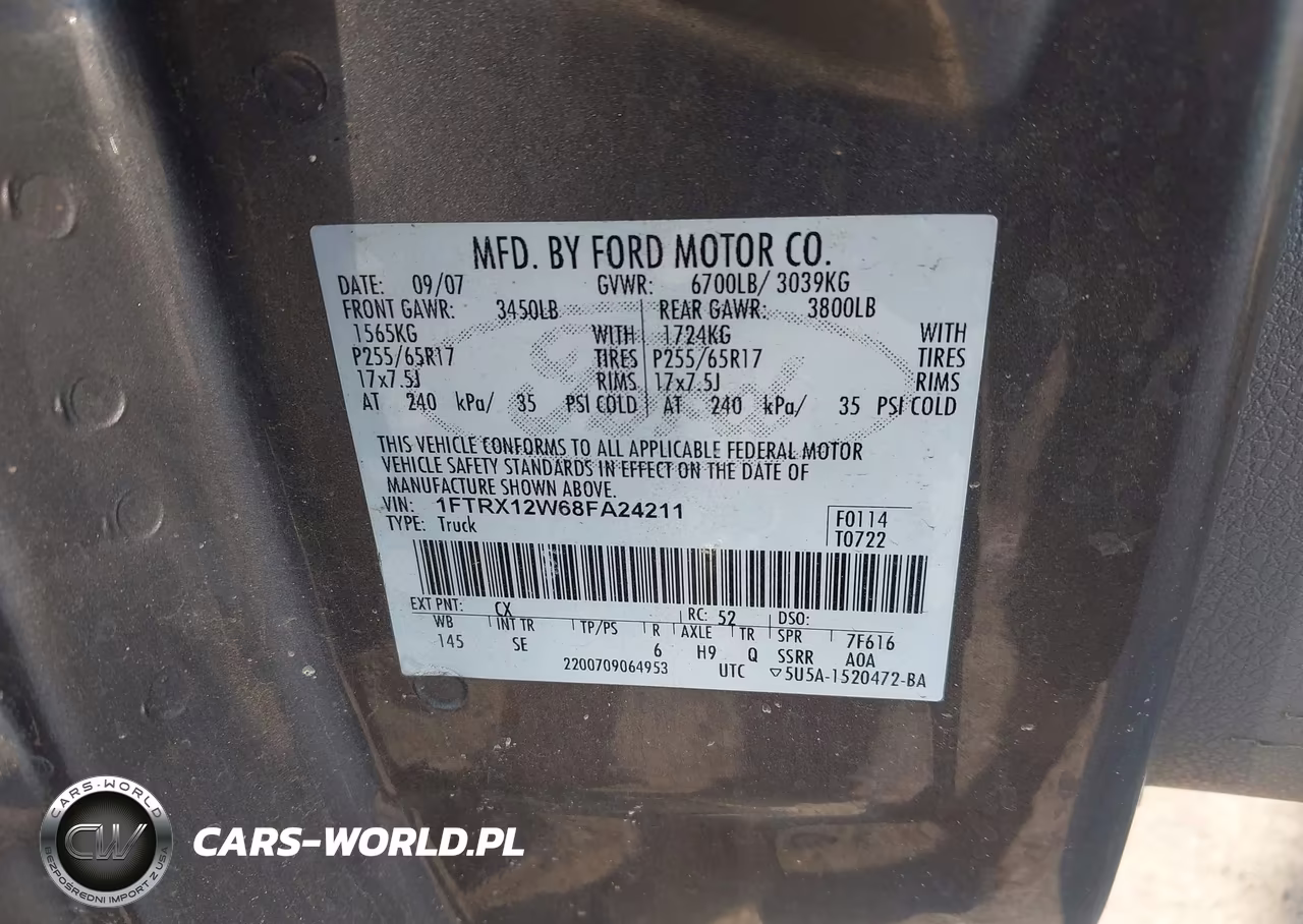 2008 Ford F-150 60Th Anniversary-Fx2-Stx-Xl-Xlt VIN:1FTRX12W68FA24211 - 9