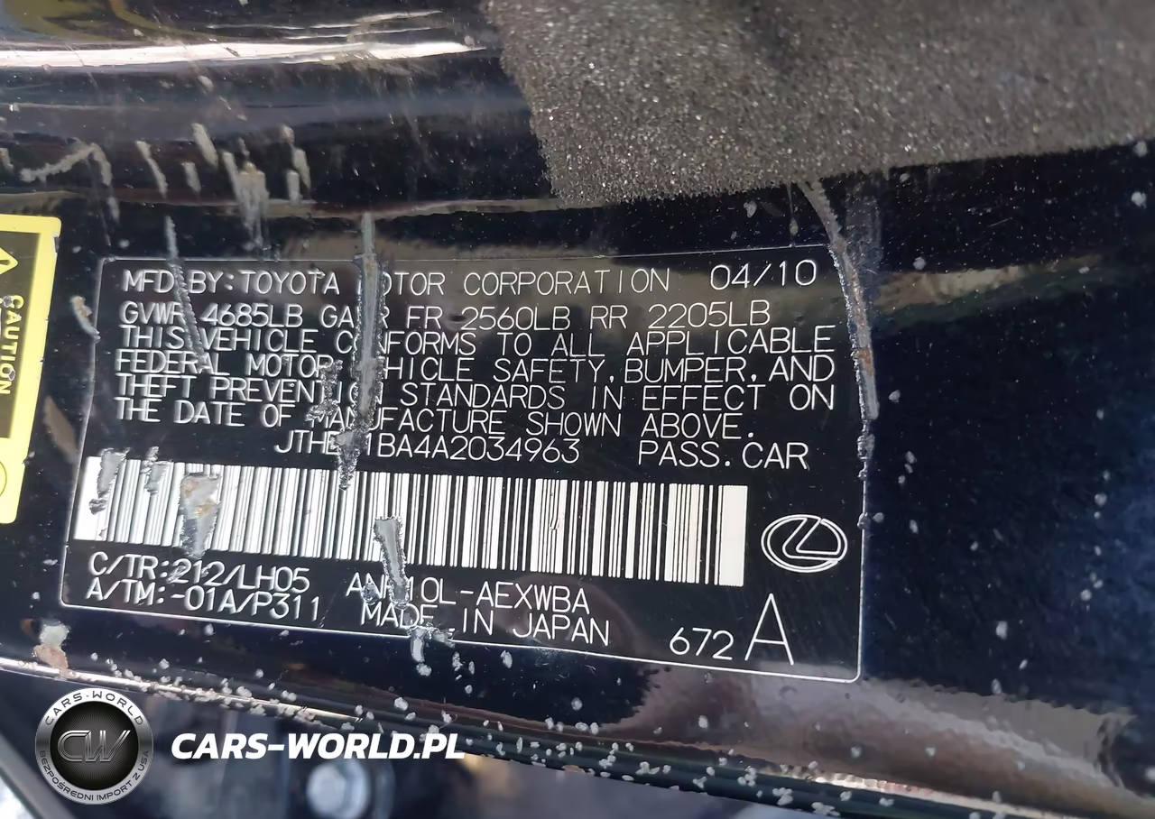 2010 Lexus Hs 250H Premium VIN:JTHBB1BA4A2034963 - 9