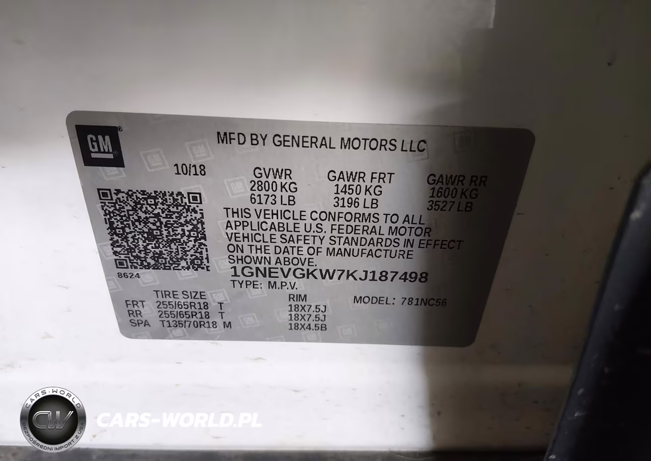 2019 Chevrolet Traverse 1Lt VIN:1GNEVGKW7KJ187498 - 9