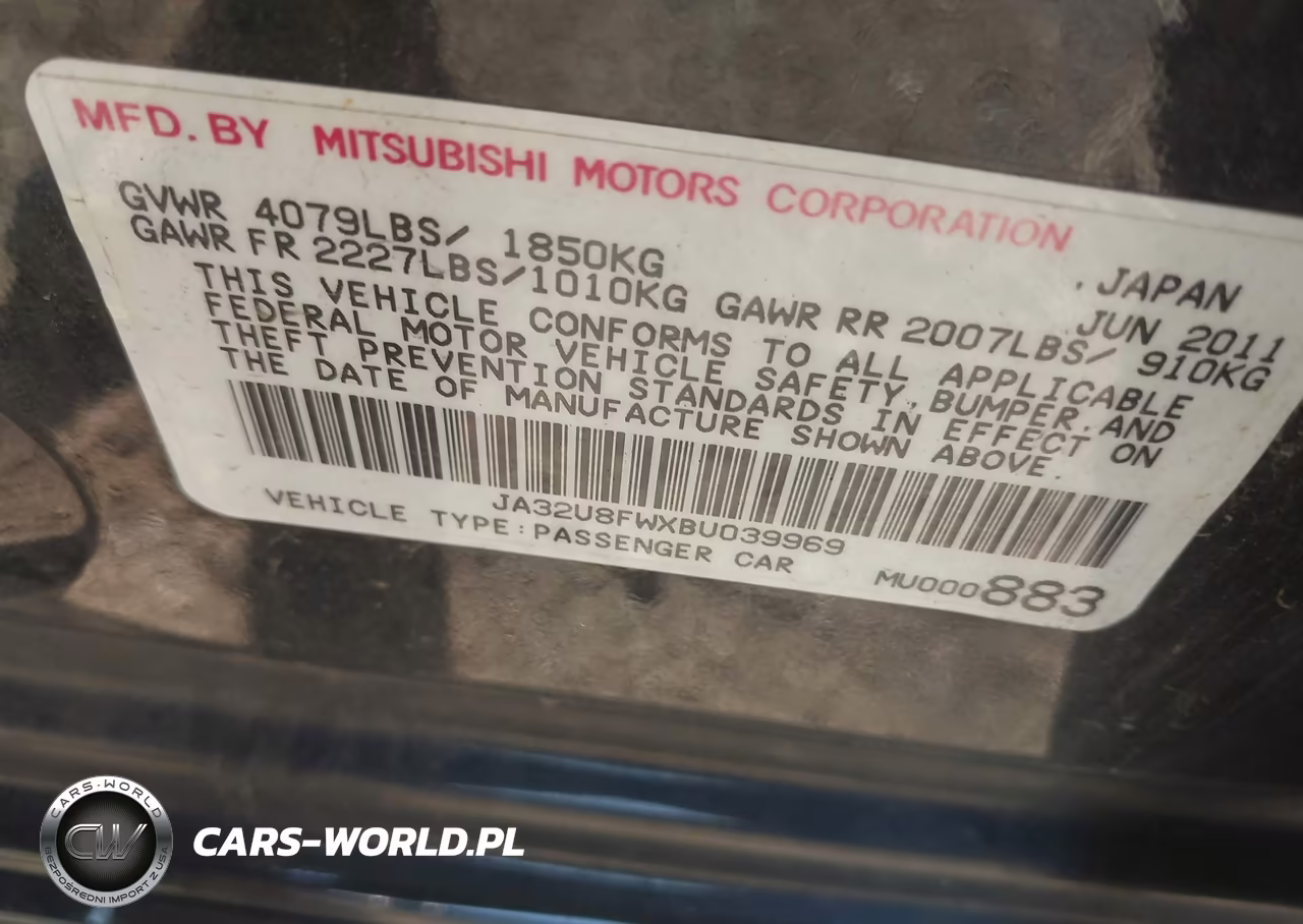 2011 Mitsubishi Lancer Gts VIN:JA32U8FWXBU039969 - 9