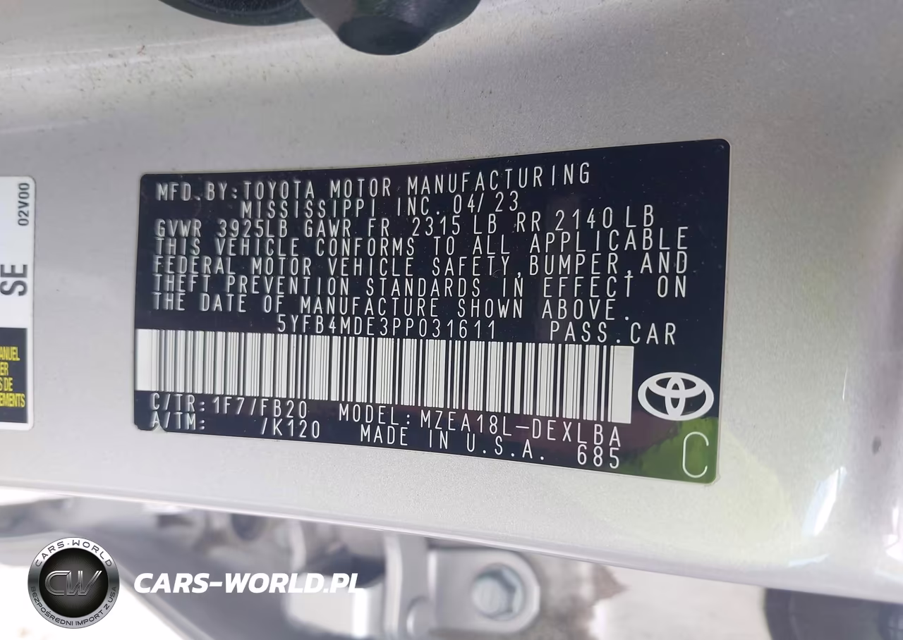 2023 Toyota Corolla Le VIN:5YFB4MDE3PP031611 - 9