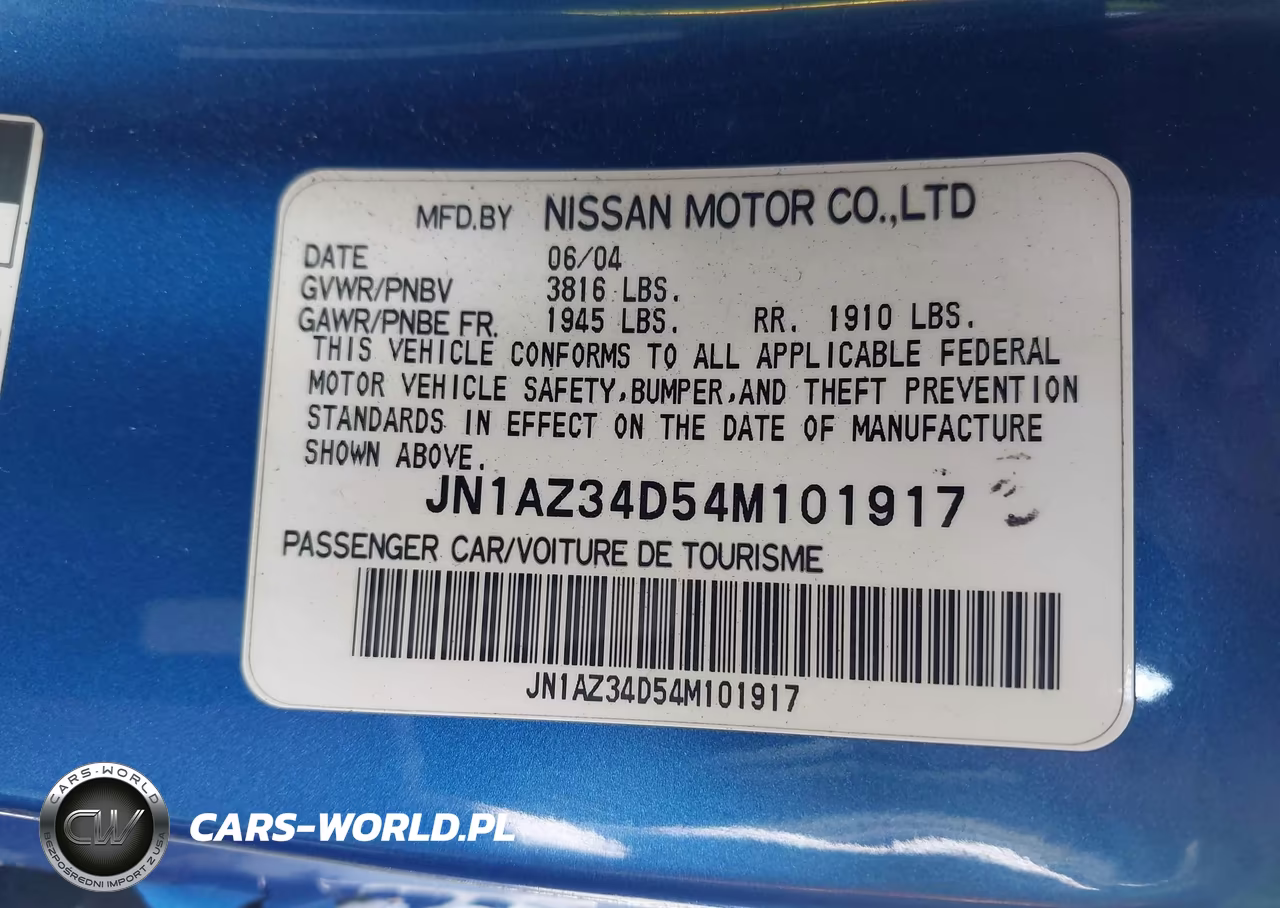 2004 Nissan 350Z Enthusiast VIN:JN1AZ34D54M101917 - 9