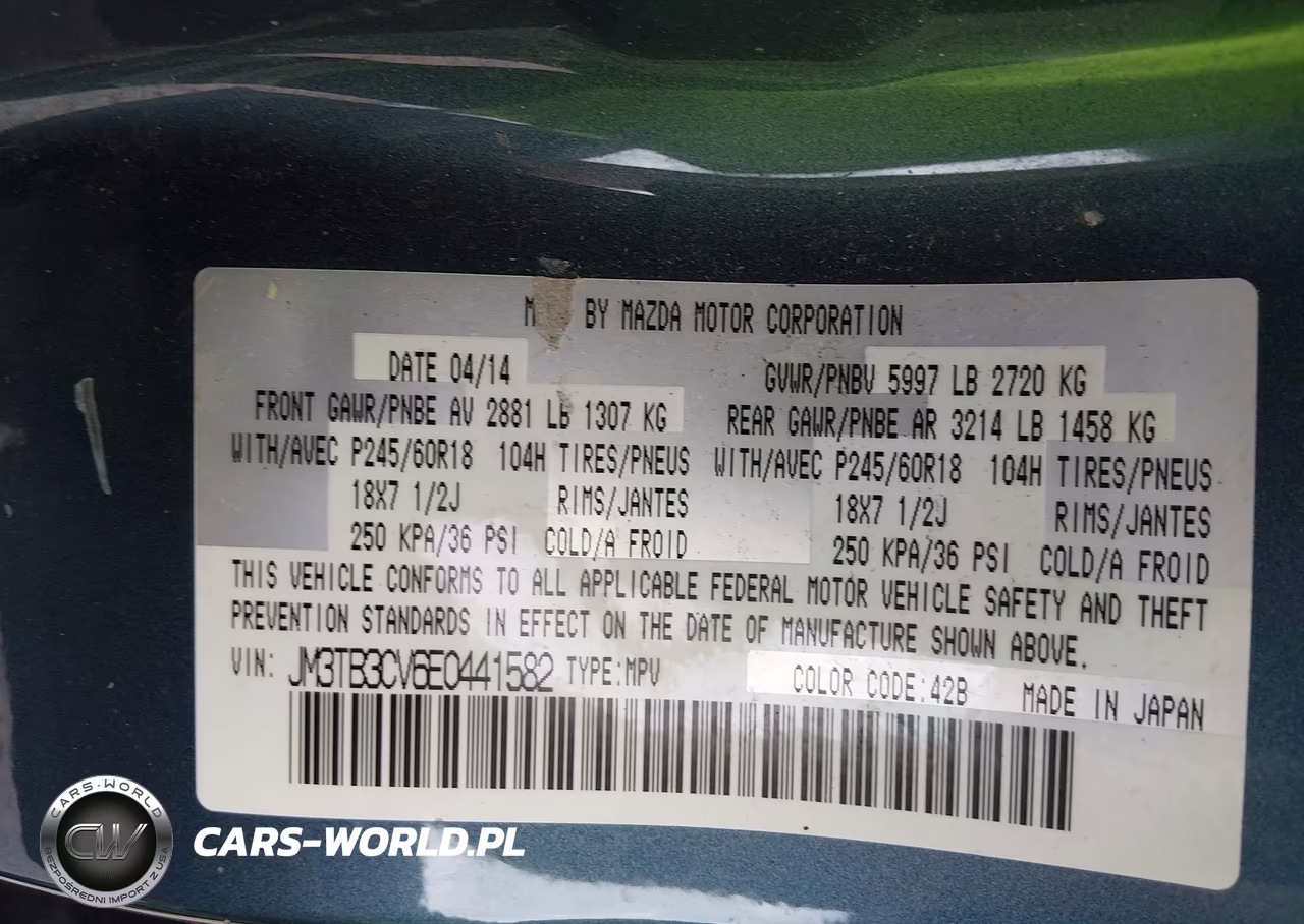 2014 Mazda Cx-9 Touring VIN:JM3TB3CV6E0441582 - 9