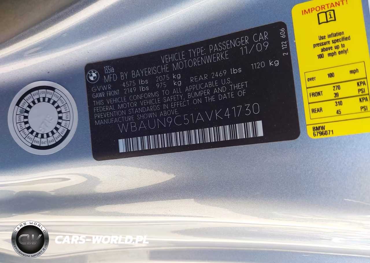 2010 BMW 135I VIN:WBAUN9C51AVK41730 - 9
