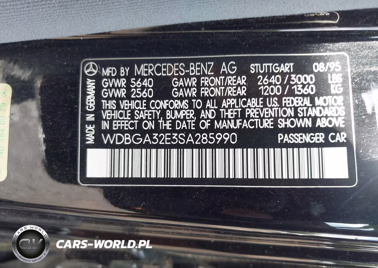1995 Mercedes-Benz S 320W VIN:WDBGA32E3SA285990 - 9