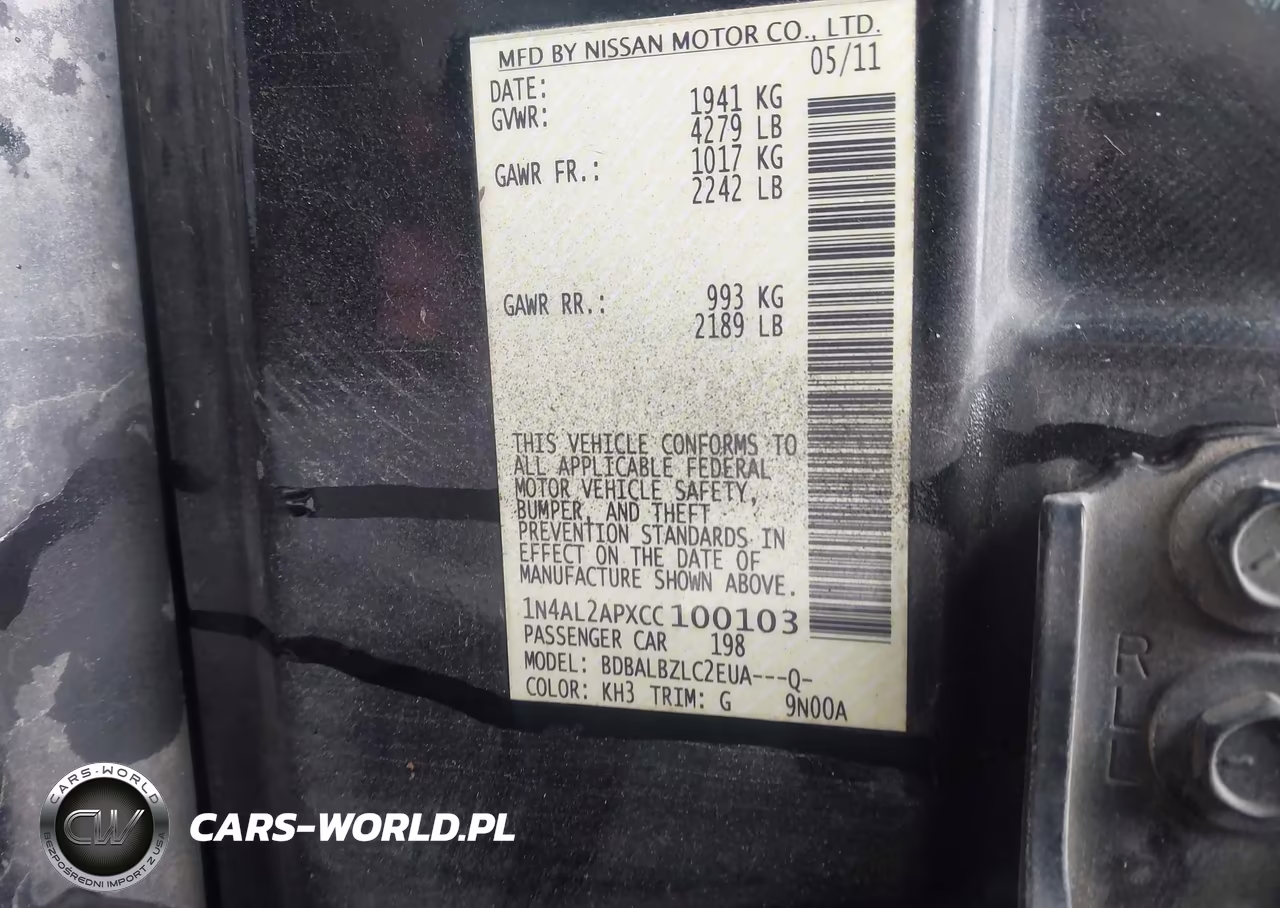 2012 Nissan Altima 2.5 S VIN:1N4AL2APXCC100103 - 9