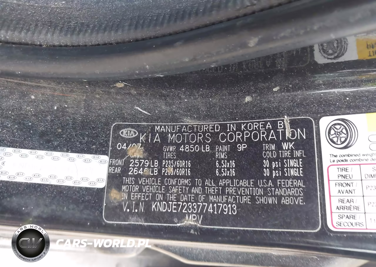 2007 Kia Sportage Ex V6 VIN:KNDJE723377417913 - 9
