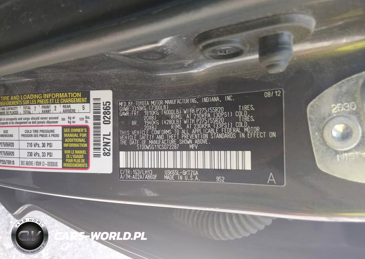 2012 Toyota Sequoia Platinum 5.7L V8 VIN:5TDDW5G11CS072287 - 9