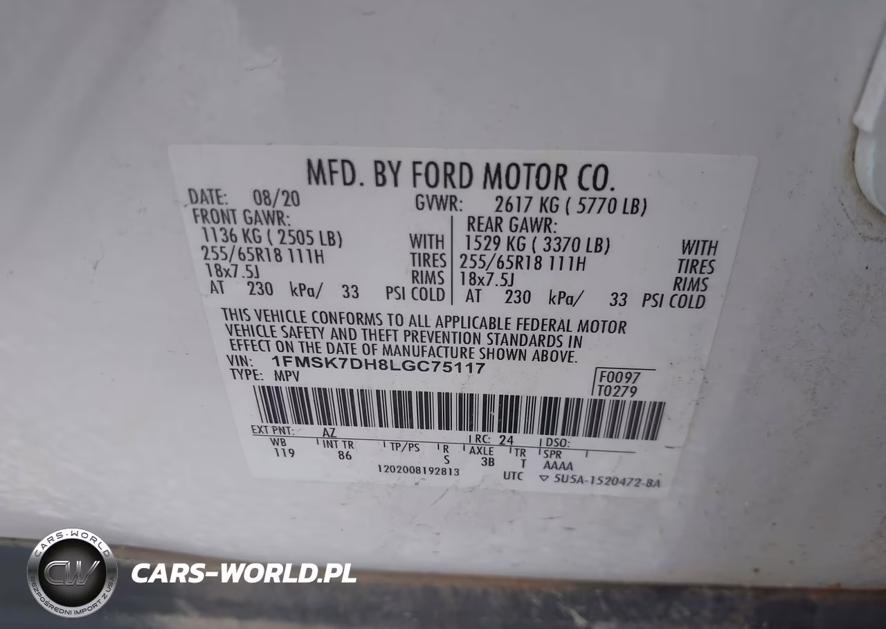 2020 Ford Explorer Xlt VIN:1FMSK7DH8LGC75117 - 9