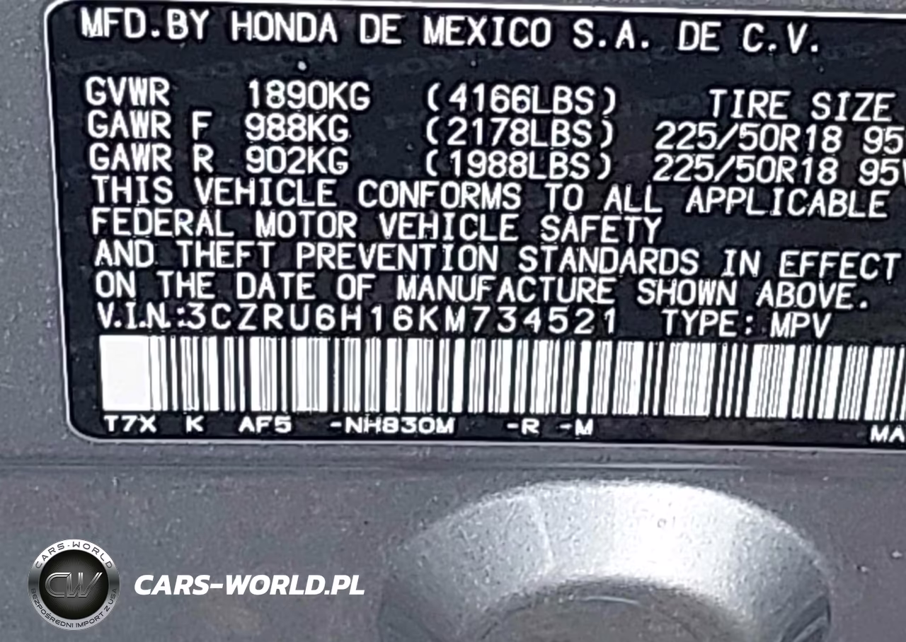 2019 Honda Hr-V Sport VIN:3CZRU6H16KM734521 - 9