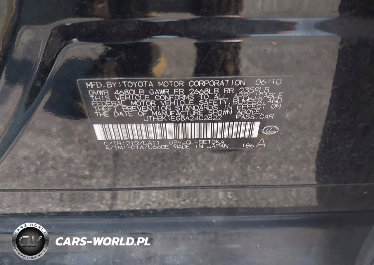 2010 Lexus Es 350 VIN:JTHBK1EG8A2402822 - 9