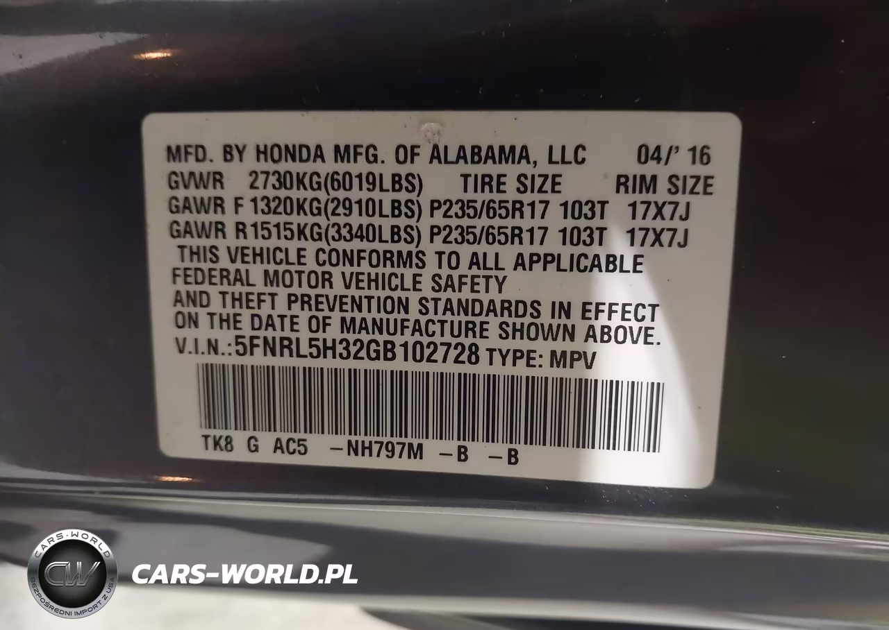 2016 Honda Odyssey Se VIN:5FNRL5H32GB102728 - 9