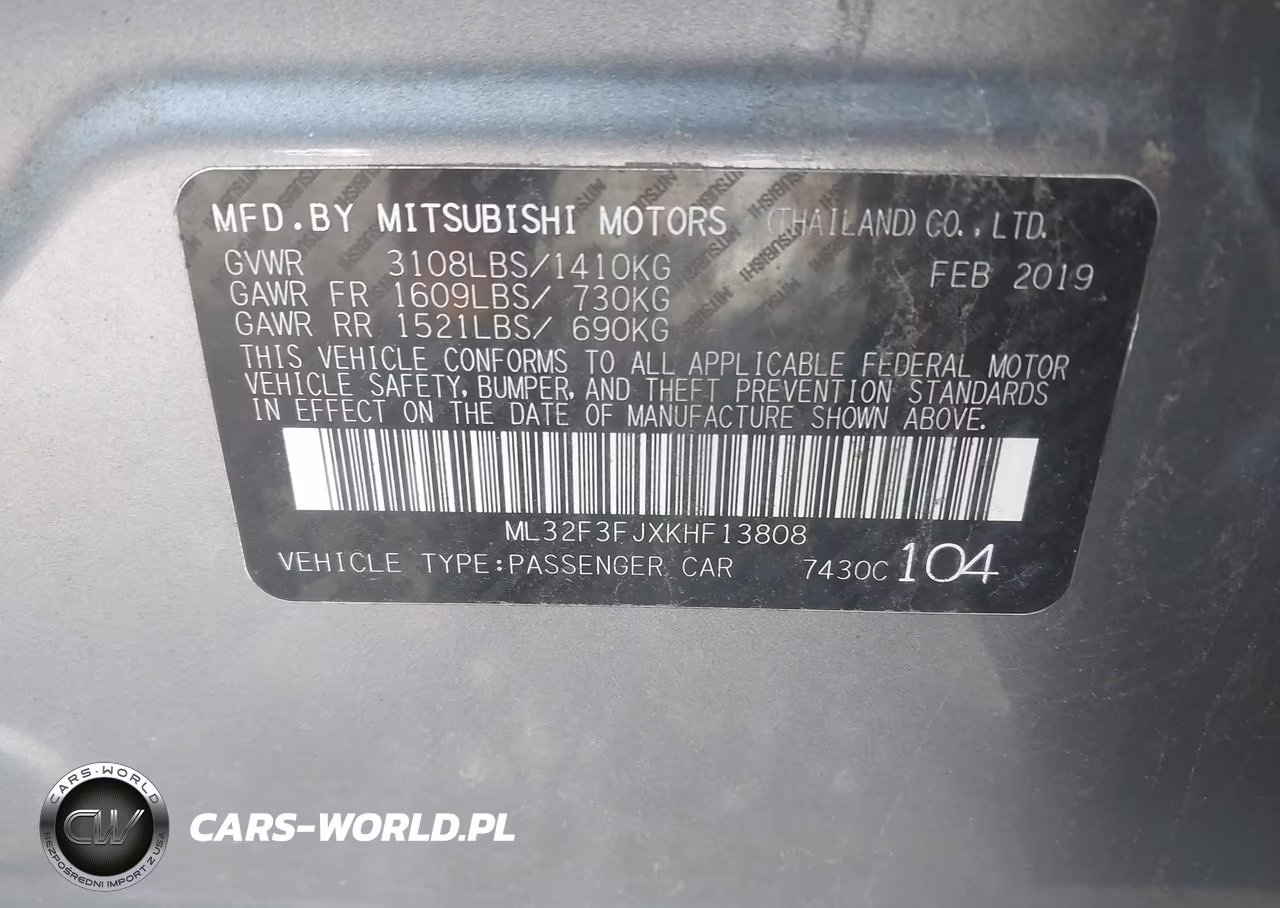 2019 Mitsubishi Mirage G4 Es VIN:ML32F3FJXKHF13808 - 9