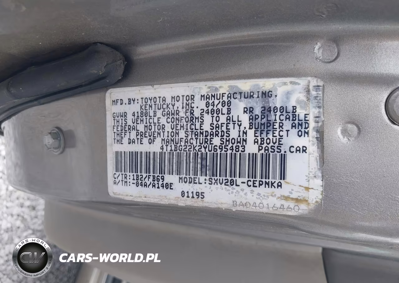 2000 Toyota Camry Le VIN:4T1BG22K2YU695483 - 9