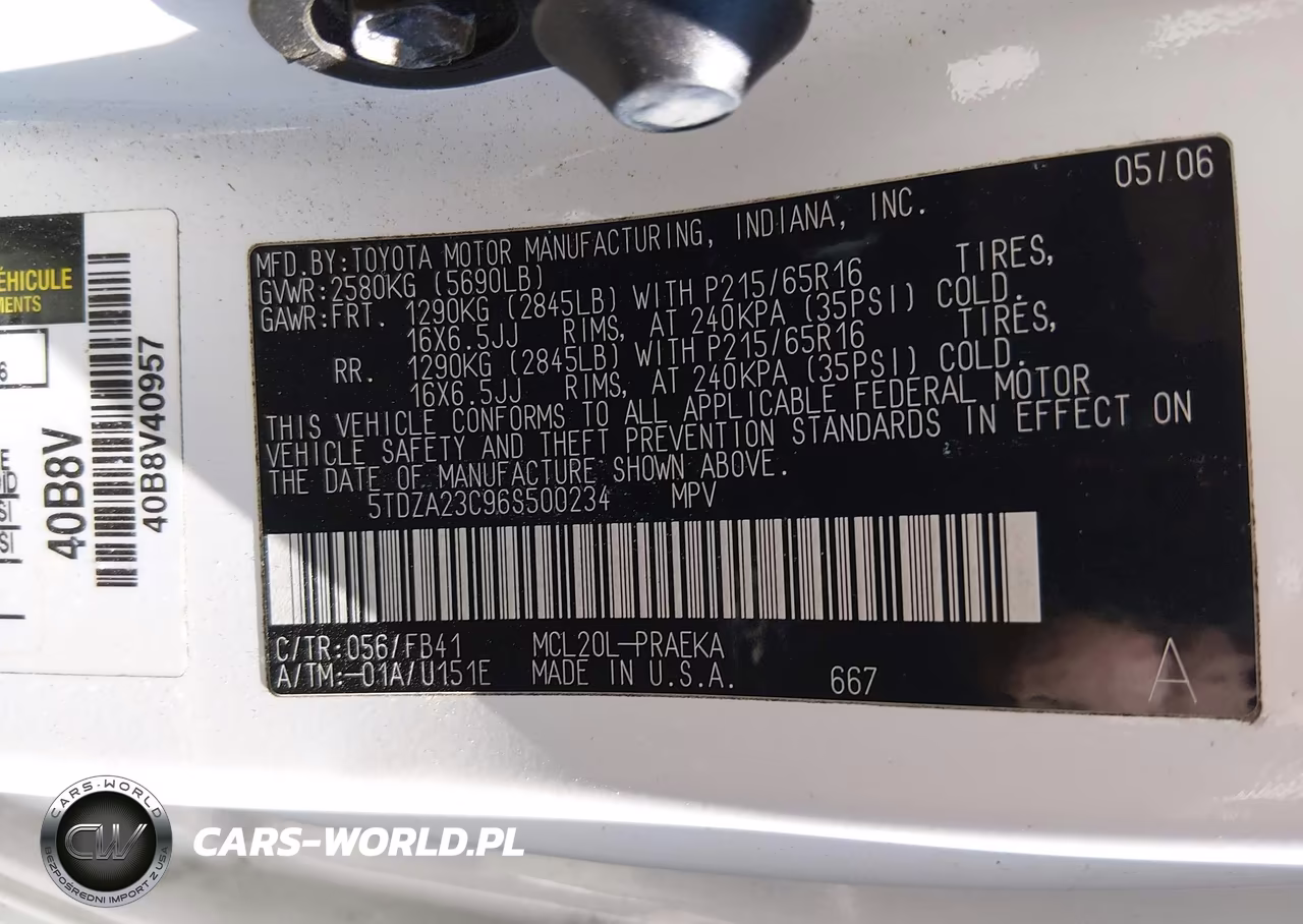 2006 Toyota Sienna Ce VIN:5TDZA23C96S500234 - 9