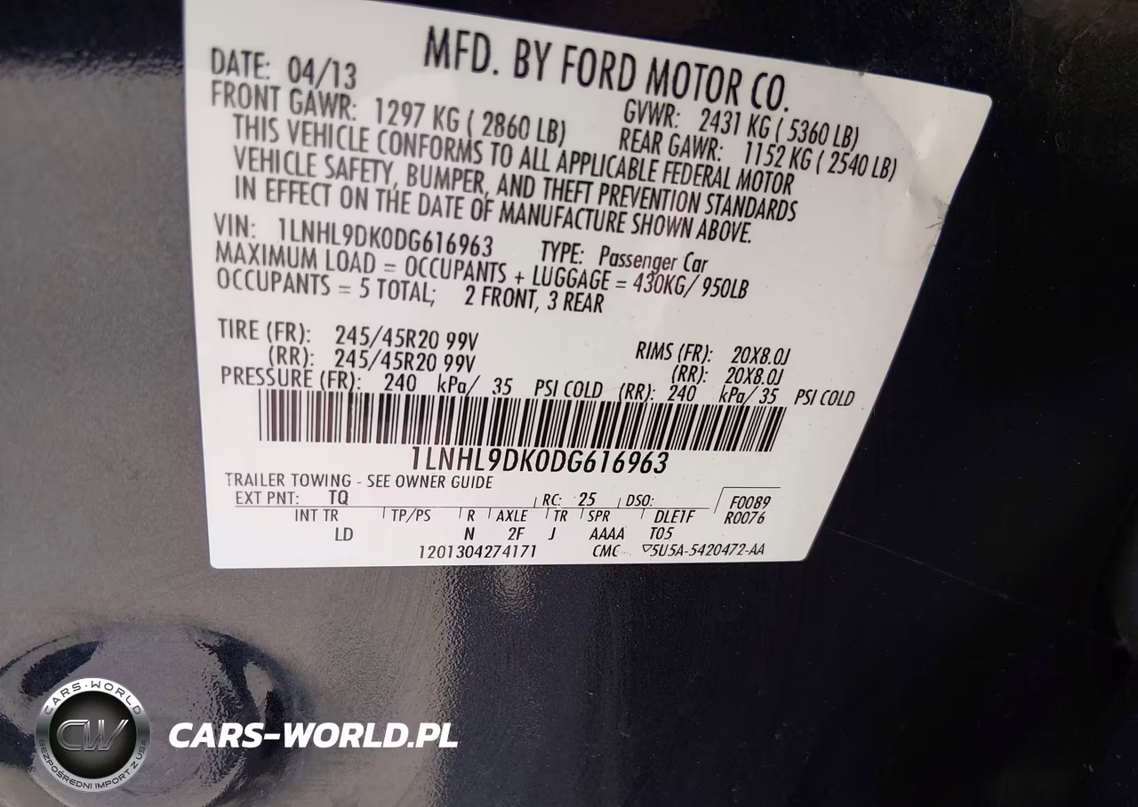2013 Lincoln Mks VIN:1LNHL9DK0DG616963 - 9