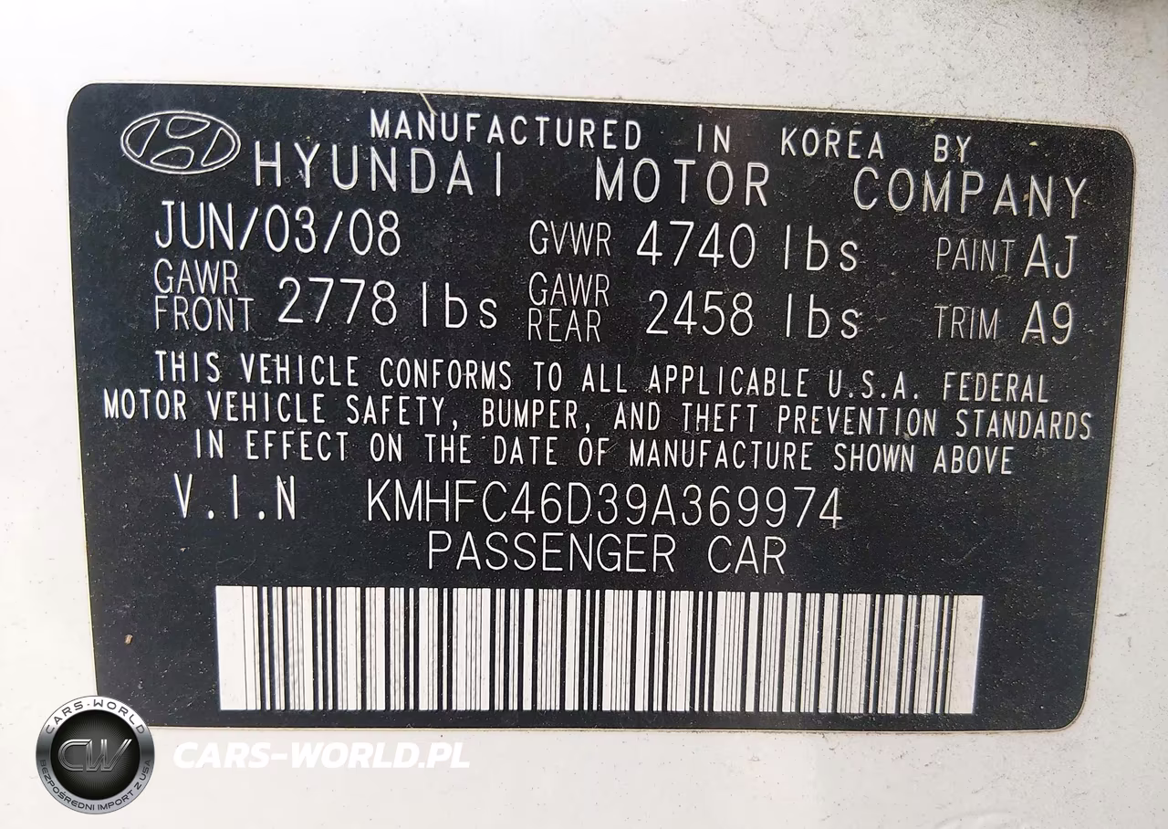 2009 Hyundai Azera Gls VIN:KMHFC46D39A369974 - 9
