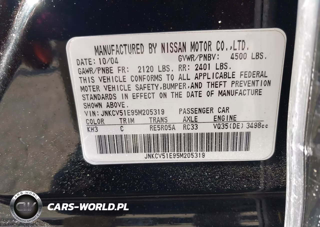 2005 Infiniti G35 VIN:JNKCV51E95M205319 - 9