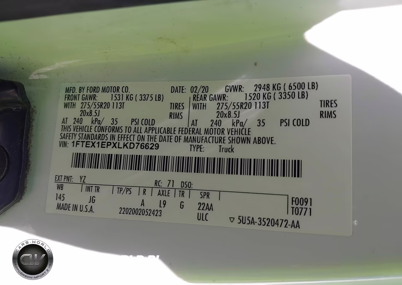 2020 Ford F-150 Xl VIN:1FTEX1EPXLKD76629 - 9