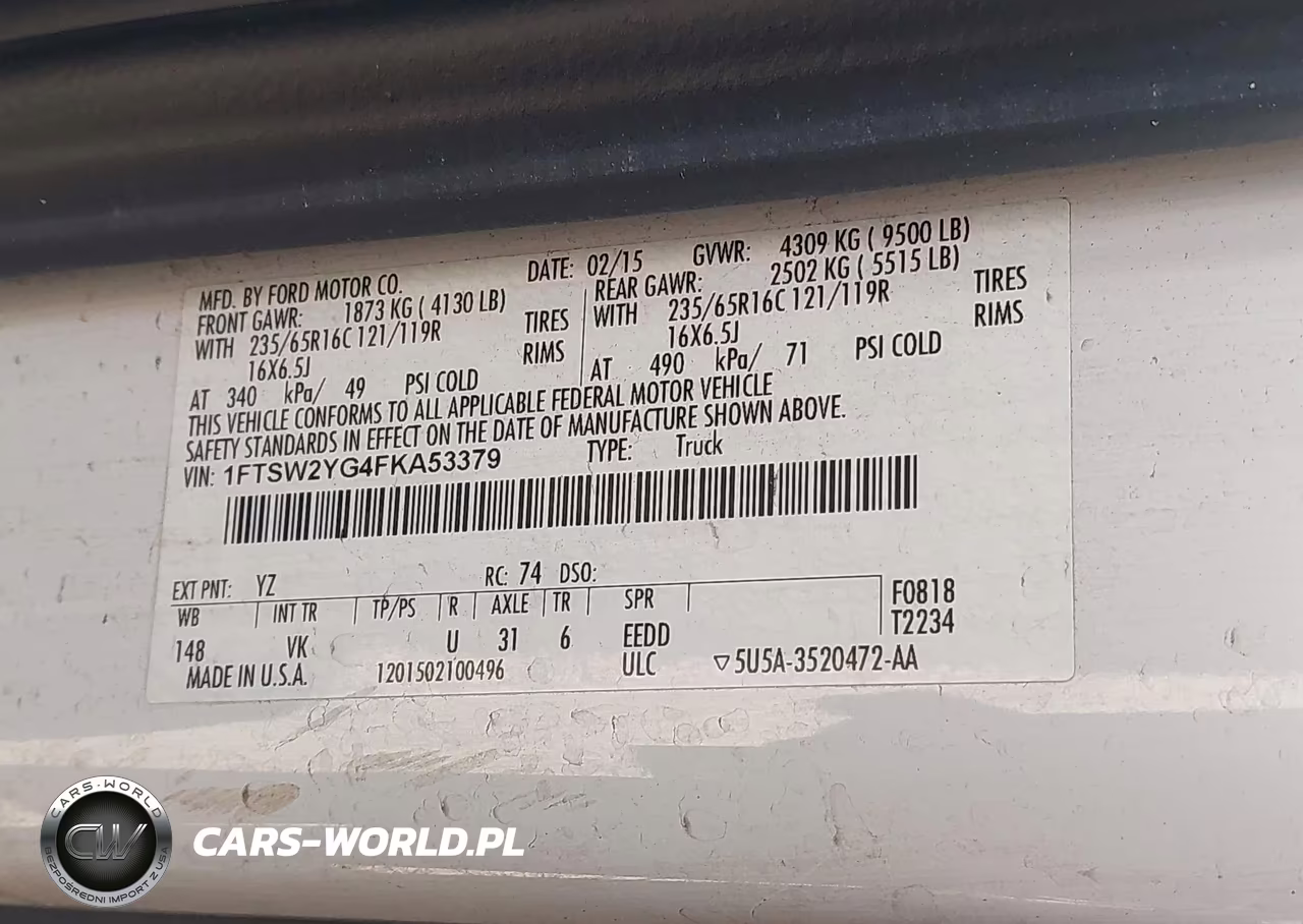 2015 Ford Transit-350 VIN:1FTSW2YG4FKA53379 - 9