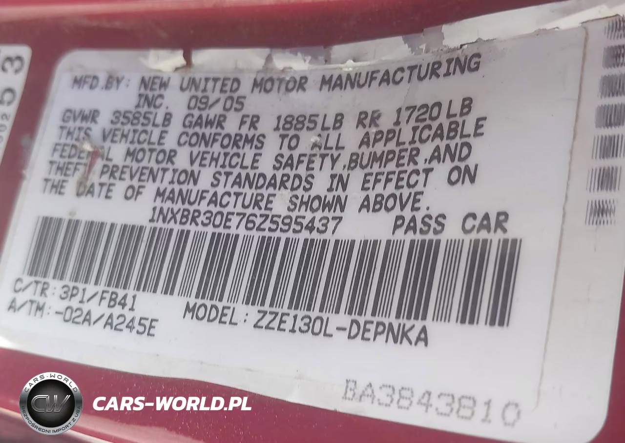 2006 Toyota Corolla Le VIN:1NXBR30E76Z595437 - 9