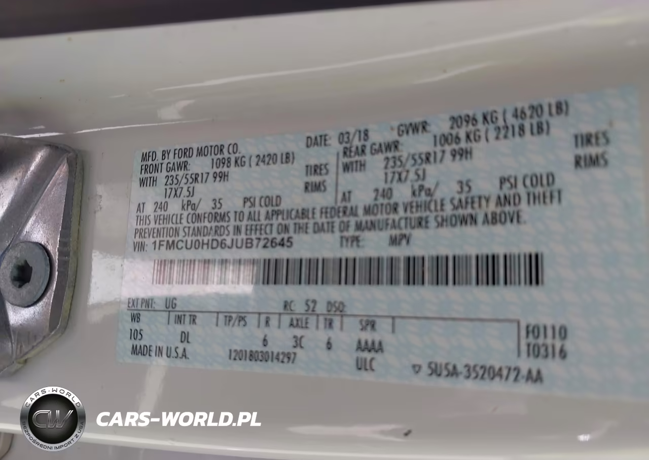 2018 Ford Escape Sel VIN:1FMCU0HD6JUB72645 - 9