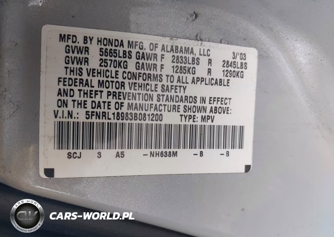 2003 Honda Odyssey Ex-L VIN:5FNRL18983B081200 - 9