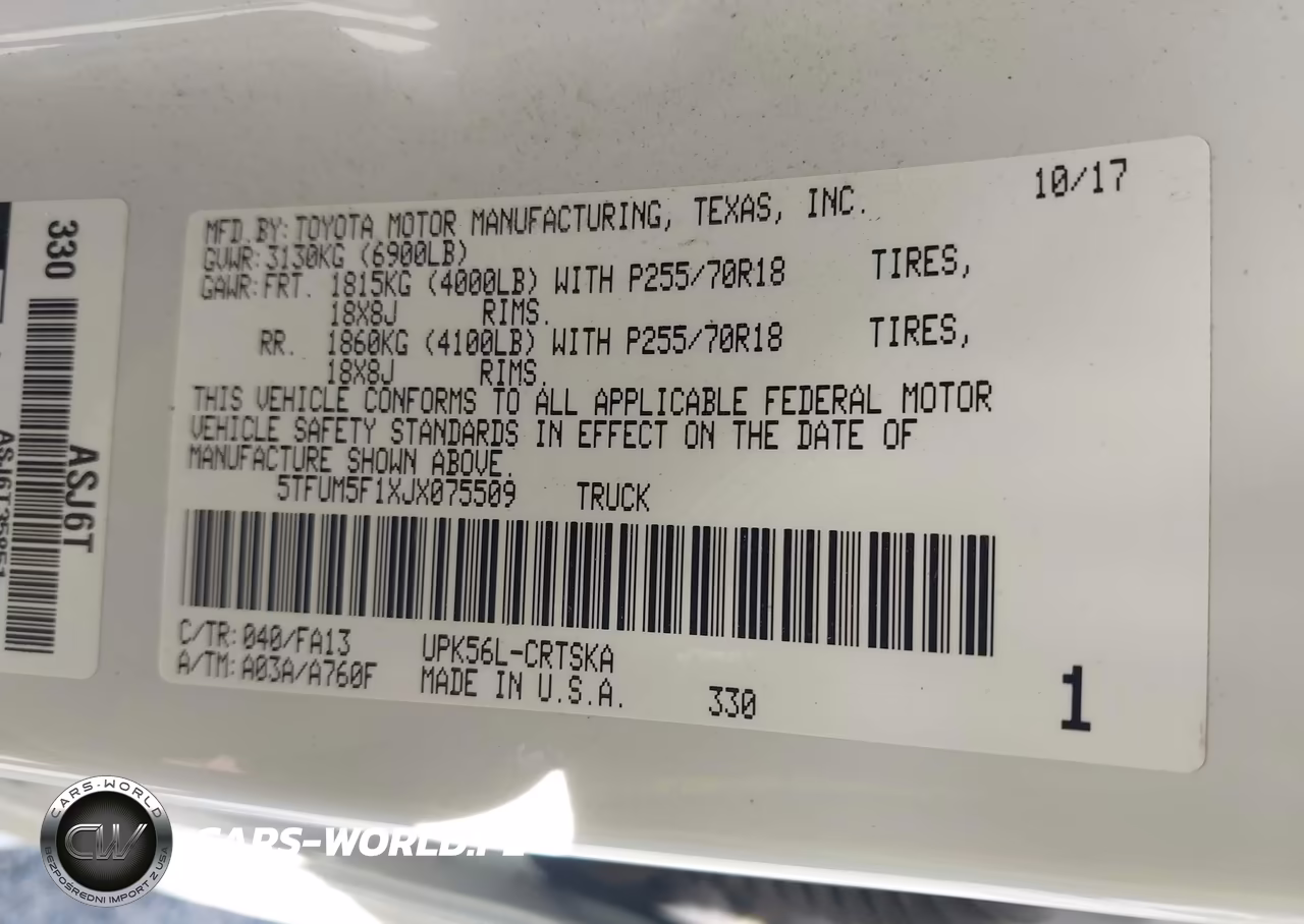 2018 Toyota Tundra Sr 4.6L V8 VIN:5TFUM5F1XJX075509 - 9