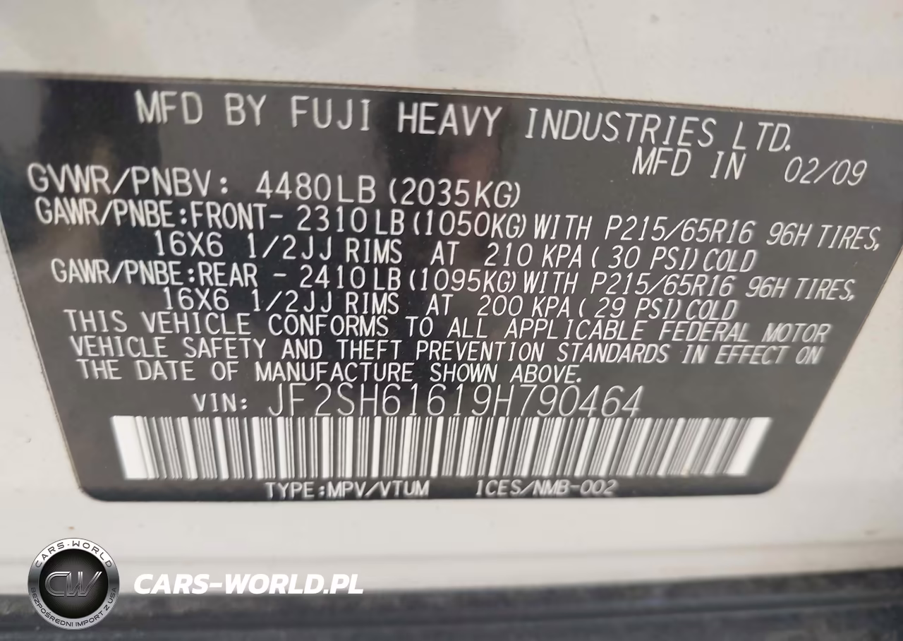 2009 Subaru Forester 2.5X VIN:JF2SH61619H790464 - 9