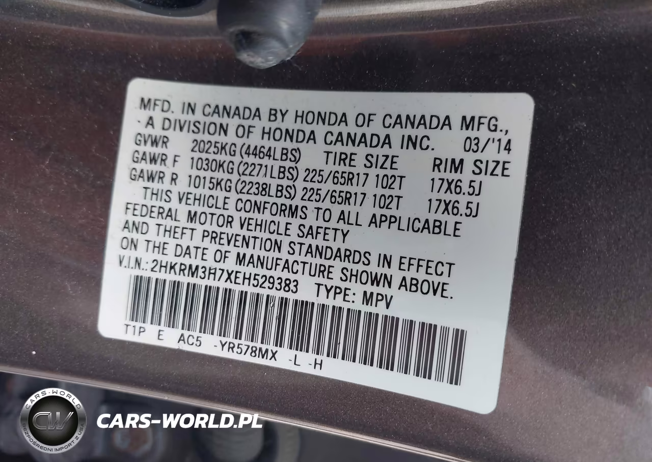 2014 Honda Cr-V Ex-L VIN:2HKRM3H7XEH529383 - 9