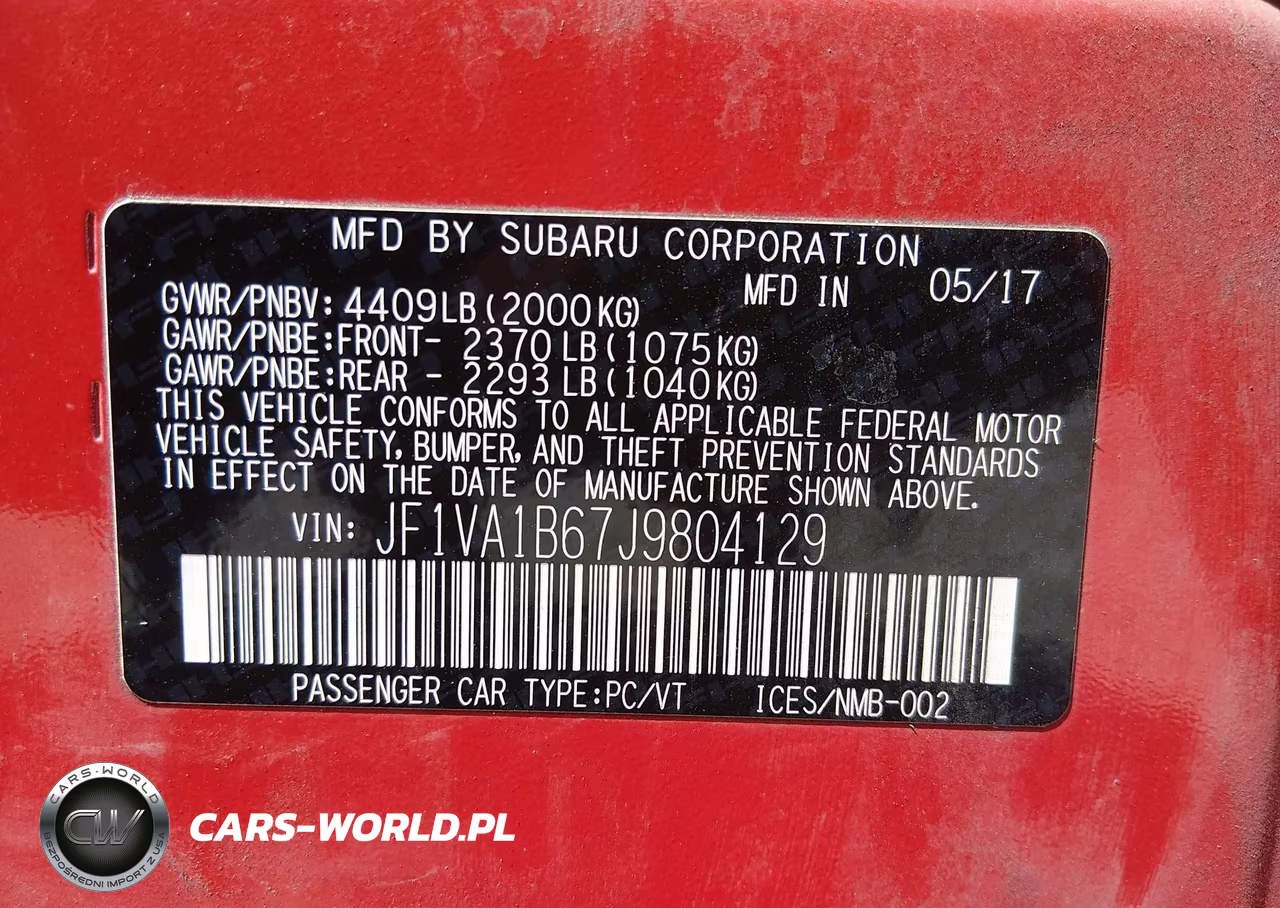 2018 Subaru Wrx Premium VIN:JF1VA1B67J9804129 - 9